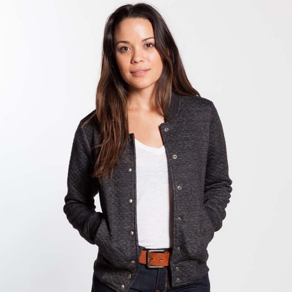 Marine Layer Quilted Bomber Jacket, Charcoal Grey, Size S